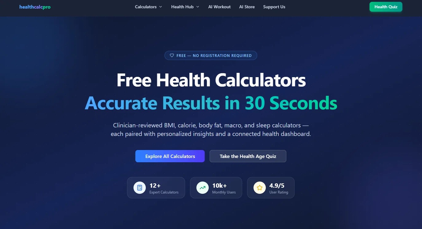 HealthCalcPro — Ecosistema de calculadoras de salud YMYL — captura hero