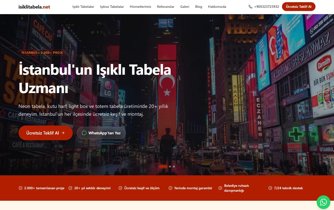 Işıklı Tabela — نظام تصميم سينمائي داكن — لقطة هيرو