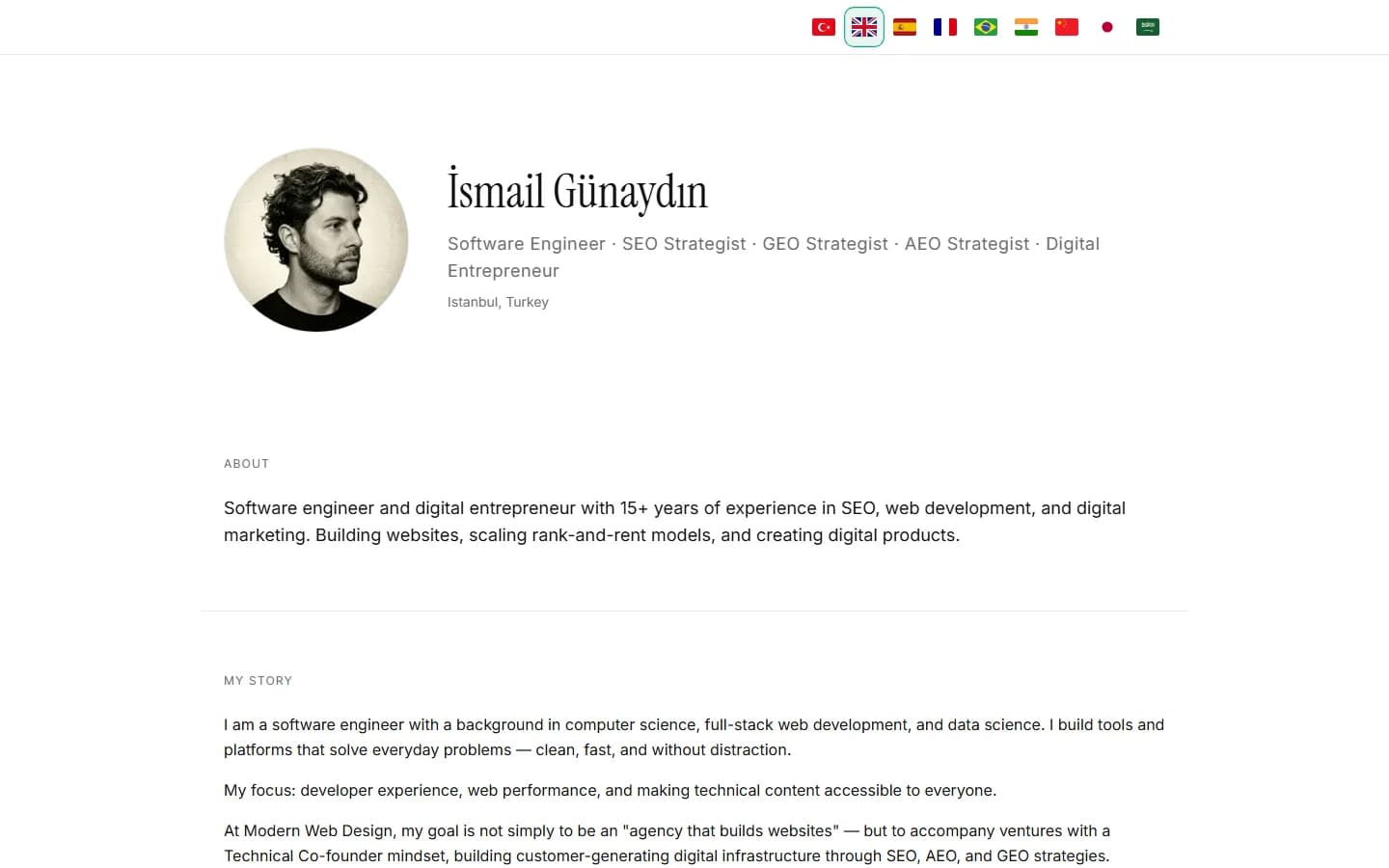 İsmail Günaydın — Founder Personal Brand & Multilingual Content — hero screenshot