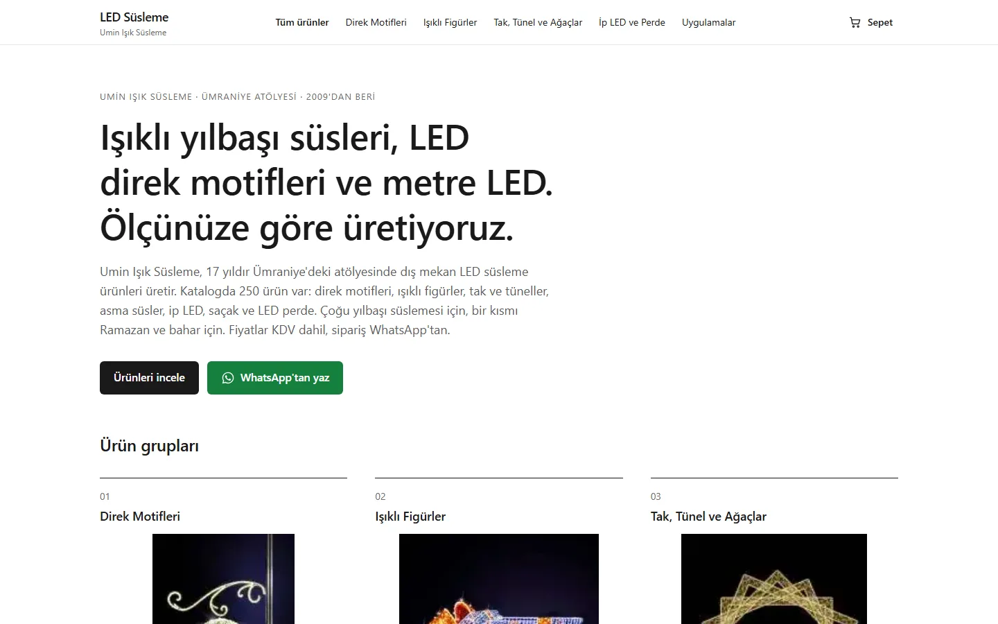 LED Süsleme — A 250-Model Holiday Lighting Catalogue — hero screenshot