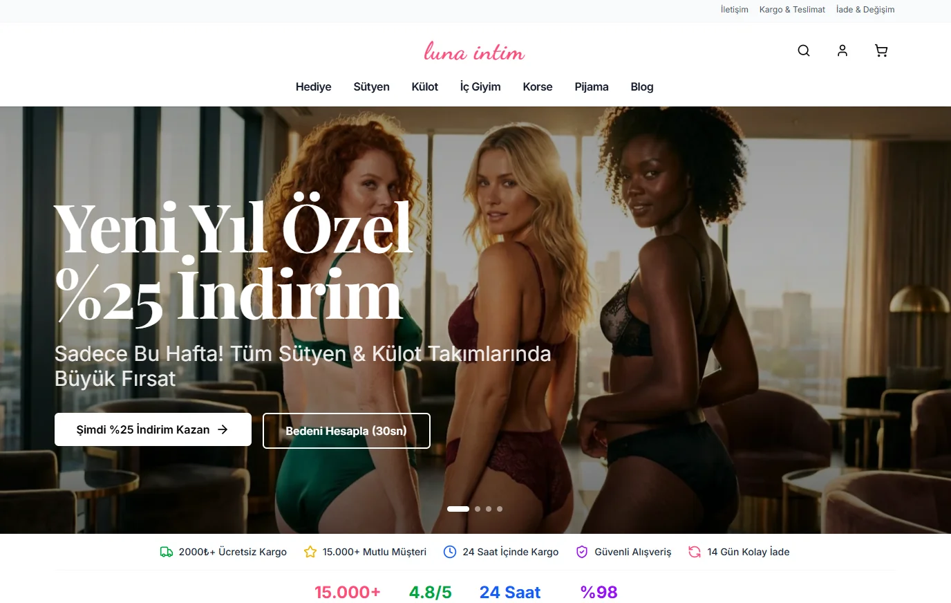 Luna Intim — Premium İç Giyim E-Ticaret Platformu — hero ekran görüntüsü