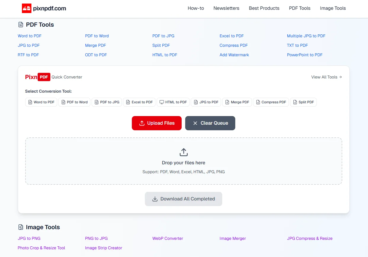 PixnPDF — Browser-Based Image ↔ PDF Converter — hero screenshot