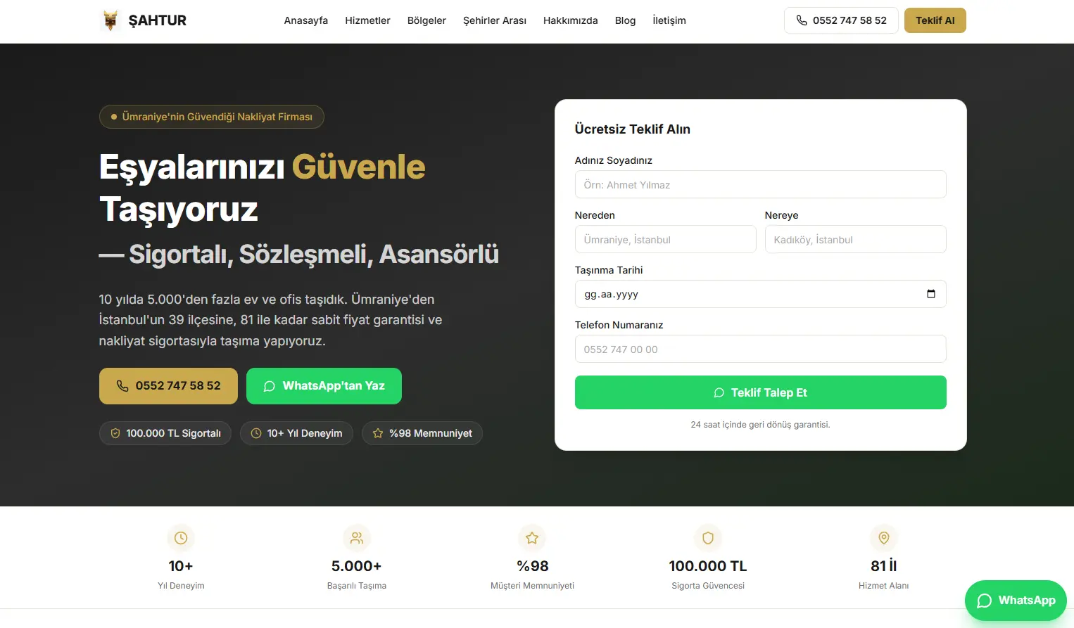 Şahtur Nakliye — Portal Logístico de Mudanzas Estambul + 20 Ciudades — captura de detalle 1