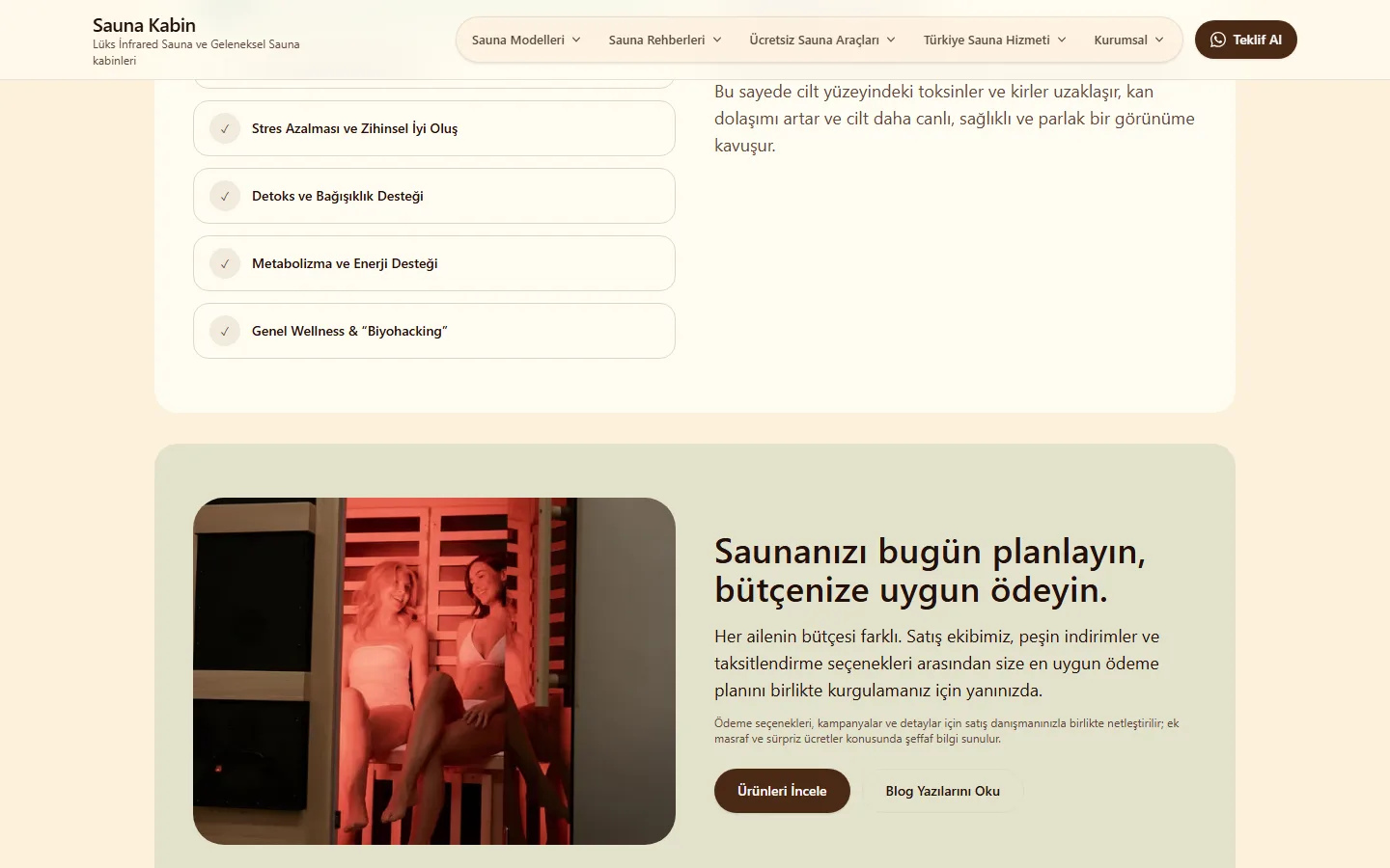 Sauna Kabin — تحول AEO لتجارة العافية الإلكترونية — لقطة تفصيل 2