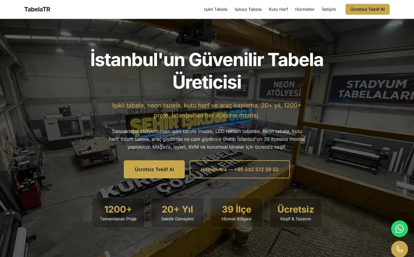 Tabelatr — 1.068+ Programatik SEO Sayfası — hero ekran görüntüsü