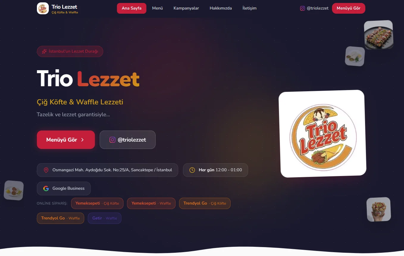 Trio Lezzet — Local Restaurant + Multi-Delivery Integration — hero screenshot