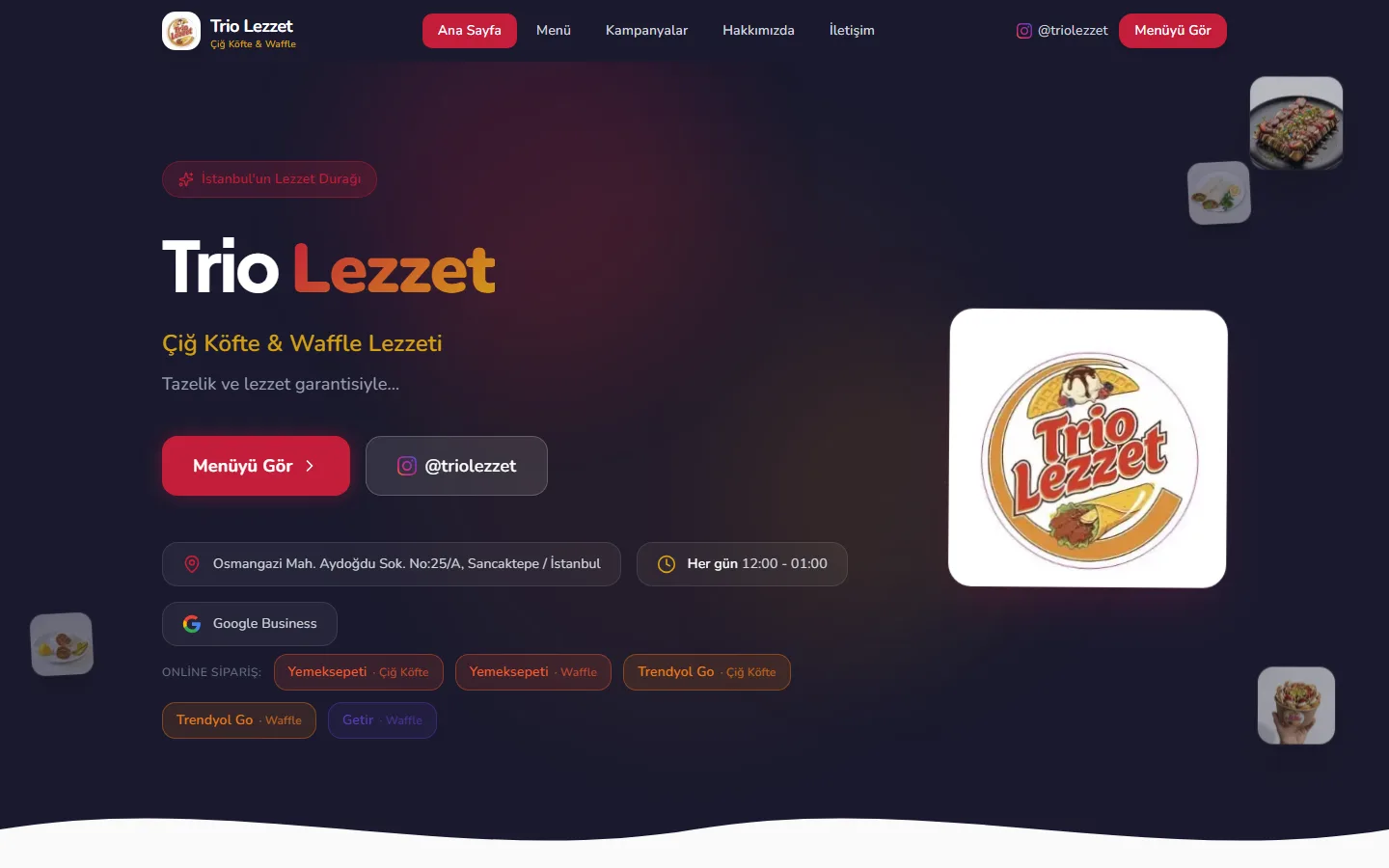 Trio Lezzet — Local Restaurant + Multi-Delivery Integration — hero screenshot