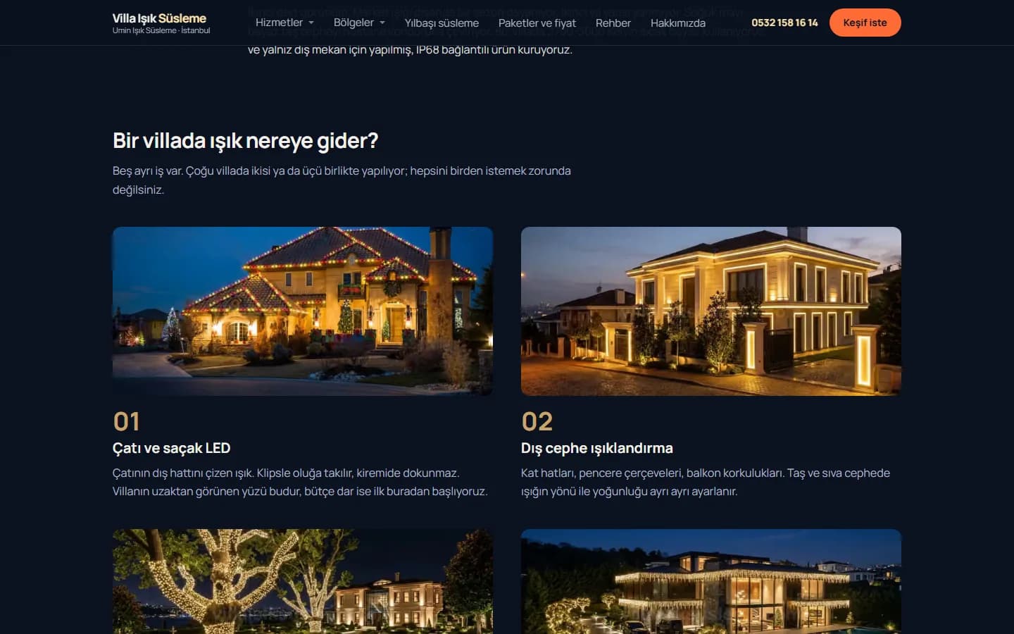 Villa Işık Süsleme — A Niche Service Site for Istanbul Villas — detail screenshot 1