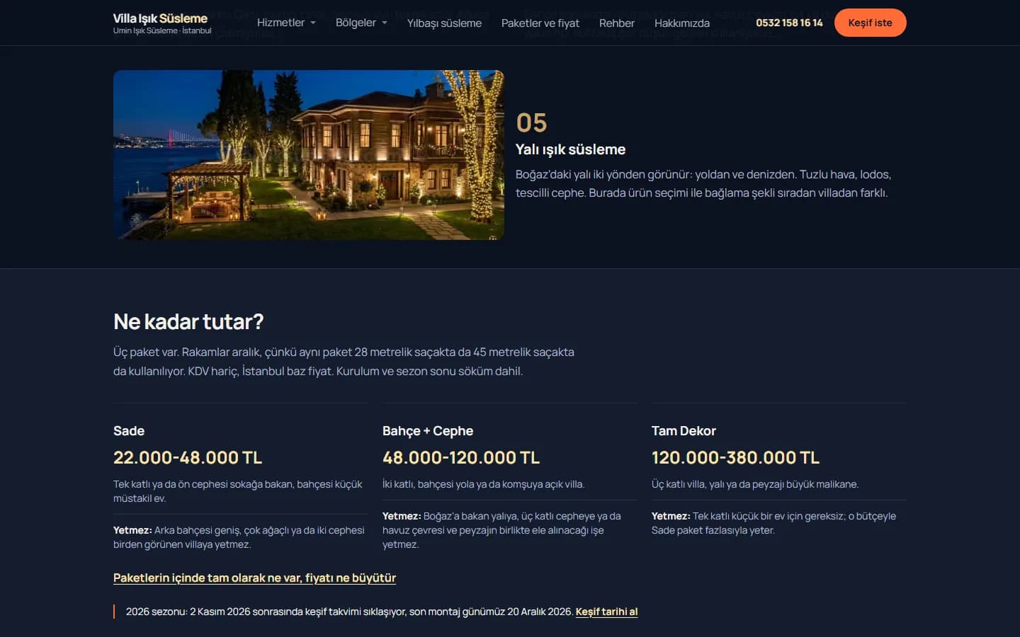 Villa Işık Süsleme — A Niche Service Site for Istanbul Villas — detail screenshot 2