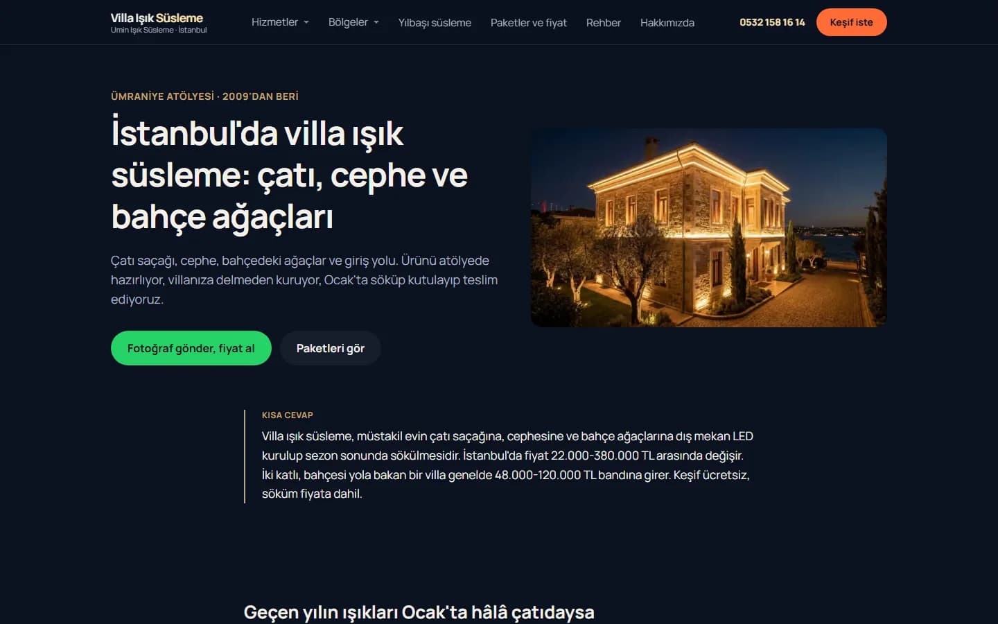 Villa Işık Süsleme — A Niche Service Site for Istanbul Villas — hero screenshot