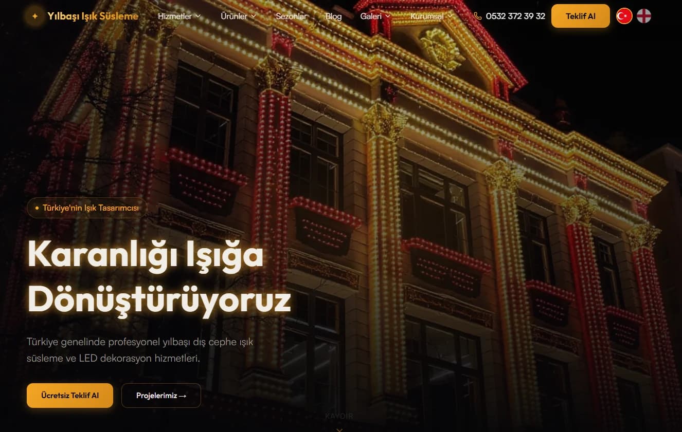 Yılbaşı Işık Süsleme — Decoración LED corporativa y 500+ proyectos — captura de detalle 2
